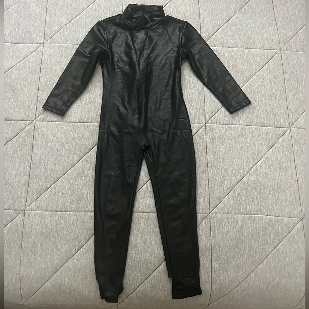 Amazon Kids Full-Body faux leather black Jumpsuit Costume
